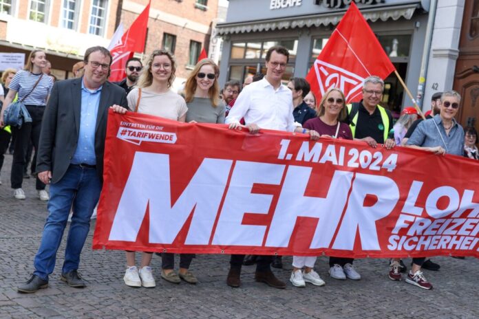 DGB-Landeschefin Anja Weber will Druck beim Thema Tariftreuegesetz machen. (Archivbild)