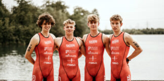 Jonas Hauser, Callum Stedman, Jan Ortjohan und Leon Vollstedt starten für das Triathlon-Team Ratingen. Foto: Amelie Kerkhoff Fotografie