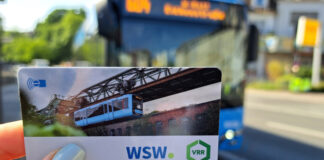 Die Schwebebahn ist als Motiv auf den Chipkarten aufgedruckt. Foto: Foto: WSW