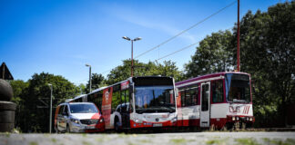 Die Anreise mit öffentlichen Verkehrsmitteln ist bis direkt zur Arena möglich. Foto: DVG