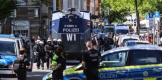 In Gelsenkirchen sicherten viele Polizisten die Demonstrationen ab.