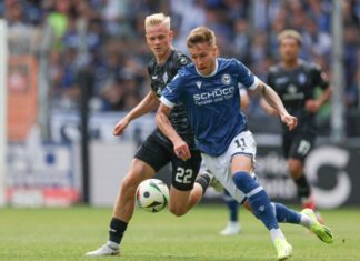 Joel Grodowski (r) traf gegen Lotte.