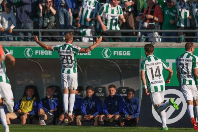Jorrit Hendrix traf sehr sehenswert für Münster.