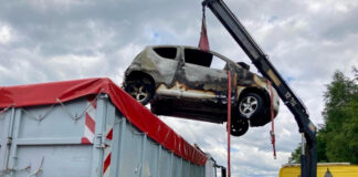 Das Autowrack wurde geborgen und abtransportiert. Foto: FW Ratingen