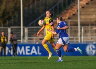 Der BVB mit Kapitänin Marie Grothe besiegte die Schalkerinnen: Hier eine Szene aus dem Meisterschafts-Hinrundenspiel.