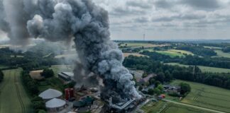 Eine Halle in einem Betrieb für Kartoffelspeisen gerät bei Gütersloh in Brand. Gefährdet ist zeitweilig auch eine direkt angrenzende Biogasanlage.