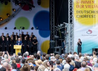 Das nächste Deutsche Chorfest findet 2029 in Dortmund statt - hier ein Bild von der diesjährigen Eröffnung in Nürnberg.