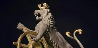 Wahrzeichen von Ratingen, Löwe mit Rad, Bild: Alexander Heinz