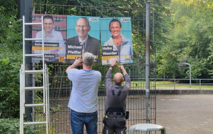 Auch in Ratingen West hat die CDU Plakate aufgehängt. Foto: Alexander Heinz