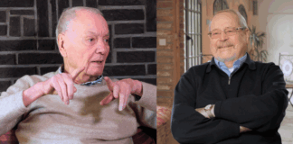 Alfred Dahlmann und Horst Becker leiteten als Kommissare den Übergang der neuen Stadt Ratingen bis zur ersten Kommunalwahl im Mai 1975. In dem Film „50 Jahre moderne Stadt Ratingen“ – die Fotos zeigen Ausschnitte daraus – erinnern sie sich an diese Zeit.  Foto: Stadt Ratingen