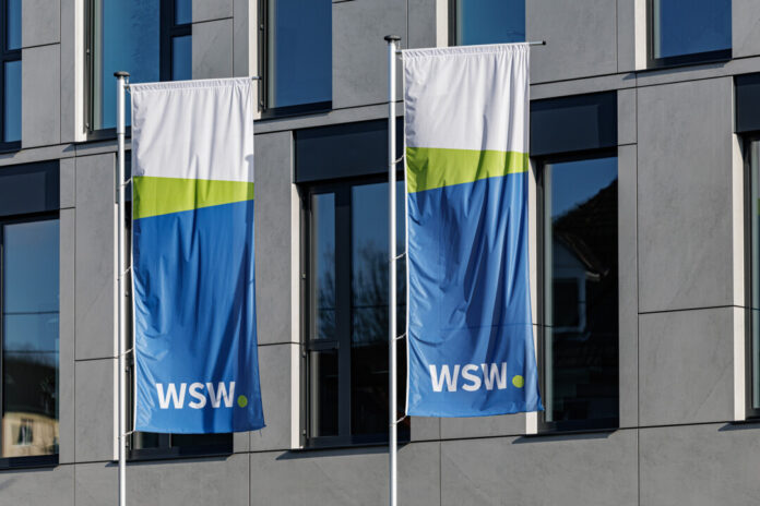 Fahnen der Wuppertaler Stadtwerke wehen im Wind. Foto: WSW