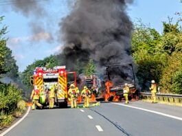 Der Brand auf der A44. Foto: FW Ratingen