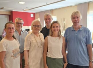 Heike Waerder, Thomas Angst, Heidi Brebeck, Klaus Pesch, Bettina Warnecke und Roland Siebeck im Haus der Gastlichkeit, Bild:Alexander Heinz