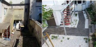 Vorher-nachher-Vergleich: Beispiel für die gelungene Aufwertung einer Hoffläche im Rahmen des Förderprogramms. Foto: Stadt Ratingen