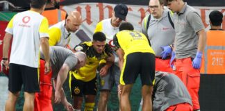 Yan Couto nach dem groben Foul von Essens Profi Owusu.