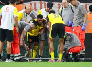 Yan Couto nach dem groben Foul von Essens Profi Owusu.