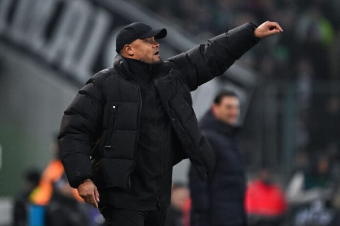  Münchens Trainer Vincent Kompany beim Spiel bei Borussia Mönchengladbach im Januar 2025. 