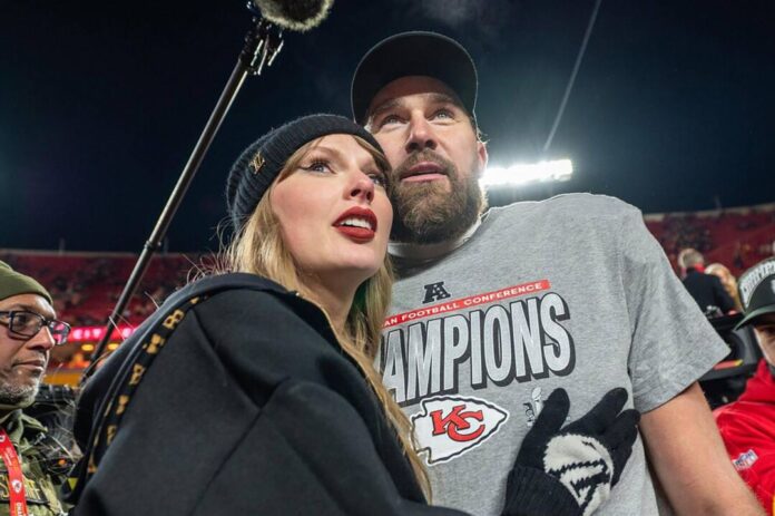 Sängerin Taylor Swift und Football-Star Travis Kelce wollen heiraten. Die Veltins-Arena auf Schalke bietet ihnen dafür die hauseigene Kapelle an. (Archivbild)