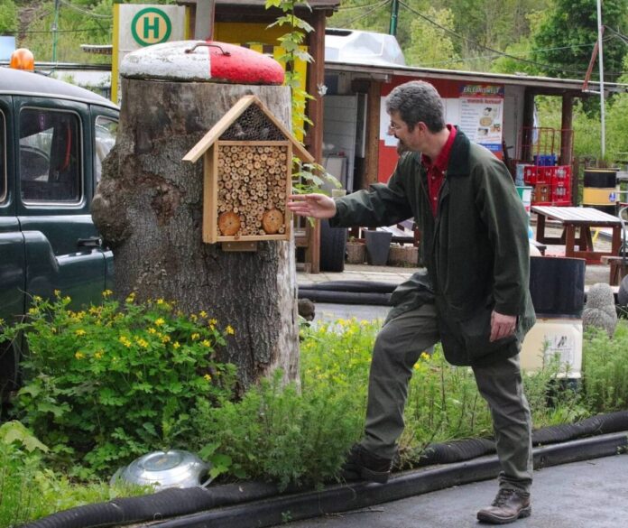KW35_RAT_Biene1 Auch die Rollende Waldschule mit ihrem Obmann für den Lernort Natur, Dominik Börskens, ist am Sonntag beim Bienenzuchtverein, Bild: Alexander Heinz