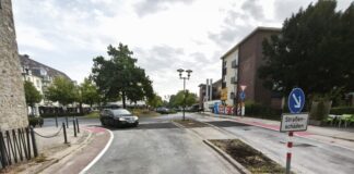 Der Kreisverkehr in Ratingen-Hösel ist wieder vollständig befahrbar. Foto:   Stadtwerke Ratingen