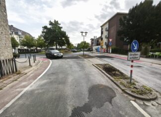 Der Kreisverkehr in Ratingen-Hösel ist wieder vollständig befahrbar. Foto:   Stadtwerke Ratingen