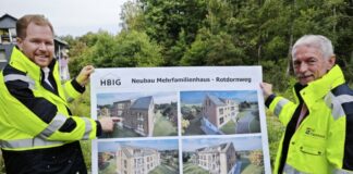 Björn Kerkmann und Michael Beck zeigen die Pläne. Foto: Stadt Heiligenhaus