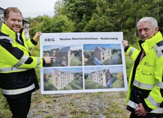 Björn Kerkmann und Michael Beck zeigen die Pläne. Foto: Stadt Heiligenhaus