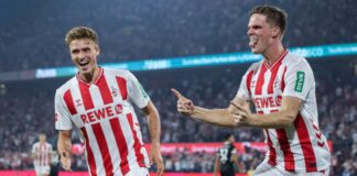 Kölns Marius Bülter bejubelt sein Tor zum 2:0.
