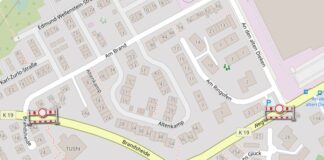 Im Kreuzungsbereich Brandsheide/Breitscheider Weg/Rehhecke werden Arbeiten durchgeführt. Bild: OpenStreetMap/Kreis Mettmann