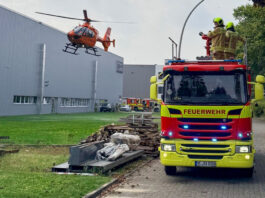 Der Rettungshelikopter ist neben der Feuerwehr im Einsatz gewesen. Foto: FW Ratingen