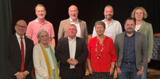 Viele Jubilare: (oben) Frank Sicking, Ibrahim Yetim, Robert Kreitmeier, Sandra Pietschmann; (unten) Matthias Stascheit, Sigrid Meckel, Hans-Peter Schmidt, Sabine Weyer und Florian Peters. Foto: SPD Mettmann