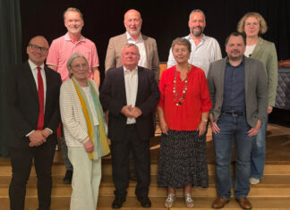 Viele Jubilare: (oben) Frank Sicking, Ibrahim Yetim, Robert Kreitmeier, Sandra Pietschmann; (unten) Matthias Stascheit, Sigrid Meckel, Hans-Peter Schmidt, Sabine Weyer und Florian Peters. Foto: SPD Mettmann