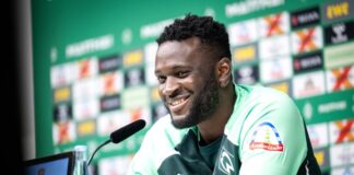Werder-Zugang Victor Boniface bei seiner Vorstellung.
