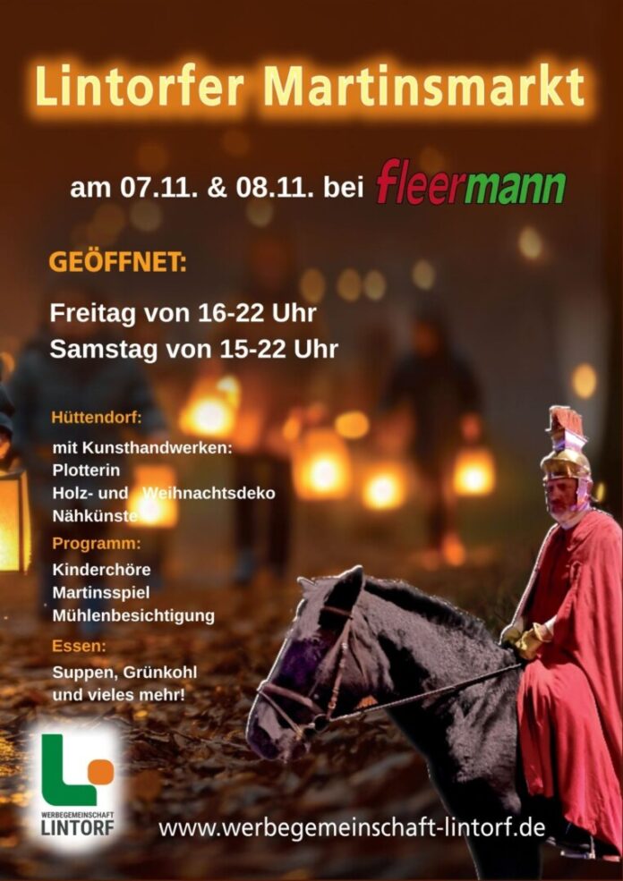Lintorfer Martinsmarkt Der Martinsmark, dieses Jahr im historischen Ambiente auf dem Mühlengelände der Firma Fleermann, Bild: Werbegemeinschaft Lintorf