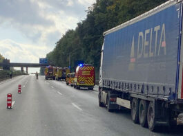 Die Unfallstelle auf der A3. Foto: FW Mettmann