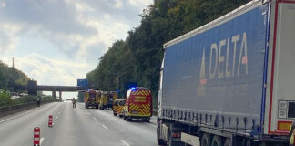 Die Unfallstelle auf der A3. Foto: FW Mettmann