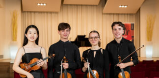 Die vier Preisträger des diesjährigen Ferdinand-Trimborn-Musikförderpreises sind (v.l.n.r.): Dayoung Yoon, Anatholy Tizian Moseler, Paula Wilkes und David Plavsic. Foto: Maik Grabosch