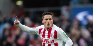 Kölns Said El Mala jubelt über seinen Treffer zum Ausgleich.  