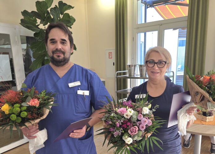 Susanna Abrahamyan und Armin Baumgart sind seit 25 Jahren bei der Diakonie beruflich aktiv. Foto: Diakonie Susanna Abrahamyan und Armin Baumgart sind seit 25 Jahren bei der Diakonie beruflich aktiv. Foto: Diakonie