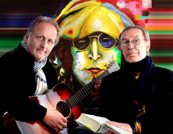 Achim Amme und Volkwin Müller präsentieren eine Mischung aus Lesung und Musik zum 85. Geburtstag von John Lennon. Foto: Ursula Braun Achim Amme und Volkwin Müller präsentieren eine Mischung aus Lesung und Musik zum 85. Geburtstag von John Lennon. Foto: Ursula Braun