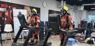 Velberts Feuerwehrleute laufen für den guten Zweck Auf den Laufbändern im Fitnessstudio machten die Einsatzkräfte reichlich Strecke. Foto: Feuerwehr Velbert
