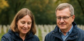 Ehrenamtliche Sammlerinnen und Sammler des Volksbundes Deutsche Kriegsgräberfürsorge bitten an den Friedhöfen um Spenden für die Erhaltung von Kriegsgräberstätten im In- und Ausland. Copyright-Hinweis: Symbolfoto: KI-generiert / ChatGPT (DALL·E)