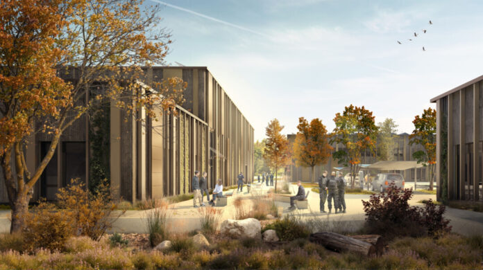 Das Einsatztrainingszentrum des Zolls in Heiligenhaus besteht aus einem Einsatztrainingsgebäude, einer Raumschießanlage und einer Zwei-Feld-Sporthalle. Grafik: Bundesanstalt für Immobilienaufgaben (BImA)