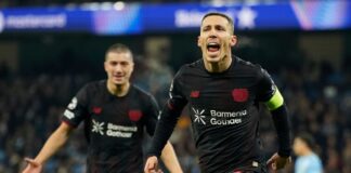 Leverkusen düpiert Guardiolas B-Elf: «Wunderschön» Leverkusens Alejeandro Grimaldo jubelt nach seinem Treffer zum 1:0.