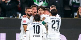 Freude nach dem Gladbacher Führungstreffer.