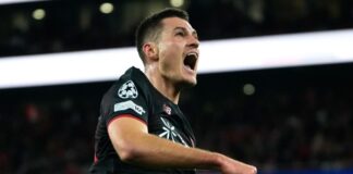 Patrik Schick jubelt über seinen Siegtreffer. 