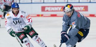 Tosto wechselt von Augsburger Panthern zur DEG Nach zuletzt wenig Zeit auf dem Eis verlässt Luca Tosto (l) die Panther.