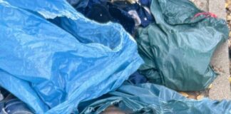 In einem Müllsack wurde die große Netzpython neben der Altkleidersammlung abgelegt.