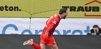 Heidenheims Angreifer Budu Siwsiwadse will auch in Leverkusen jubeln.