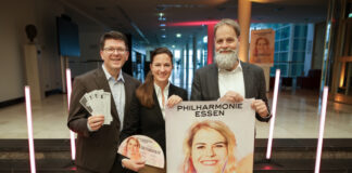 Bernd Jung (Vorstandsvorsitzender der Sparkasse Essen), Marie Babette Nierenz (Intendantin der Philharmonie Essen), Fritz Frömming (Geschäftsführer Theater und Philharmonie Essen). Foto: Sven Lorenz